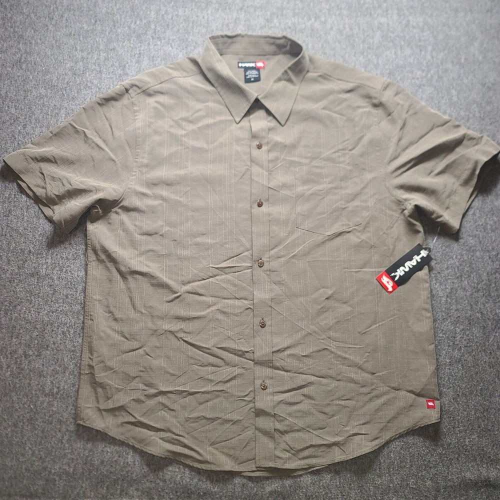 Tony Hawk HTRIOTOUS Shirt Mens XL Tarmac Brown Grid Modal Blend Button Up Skater
